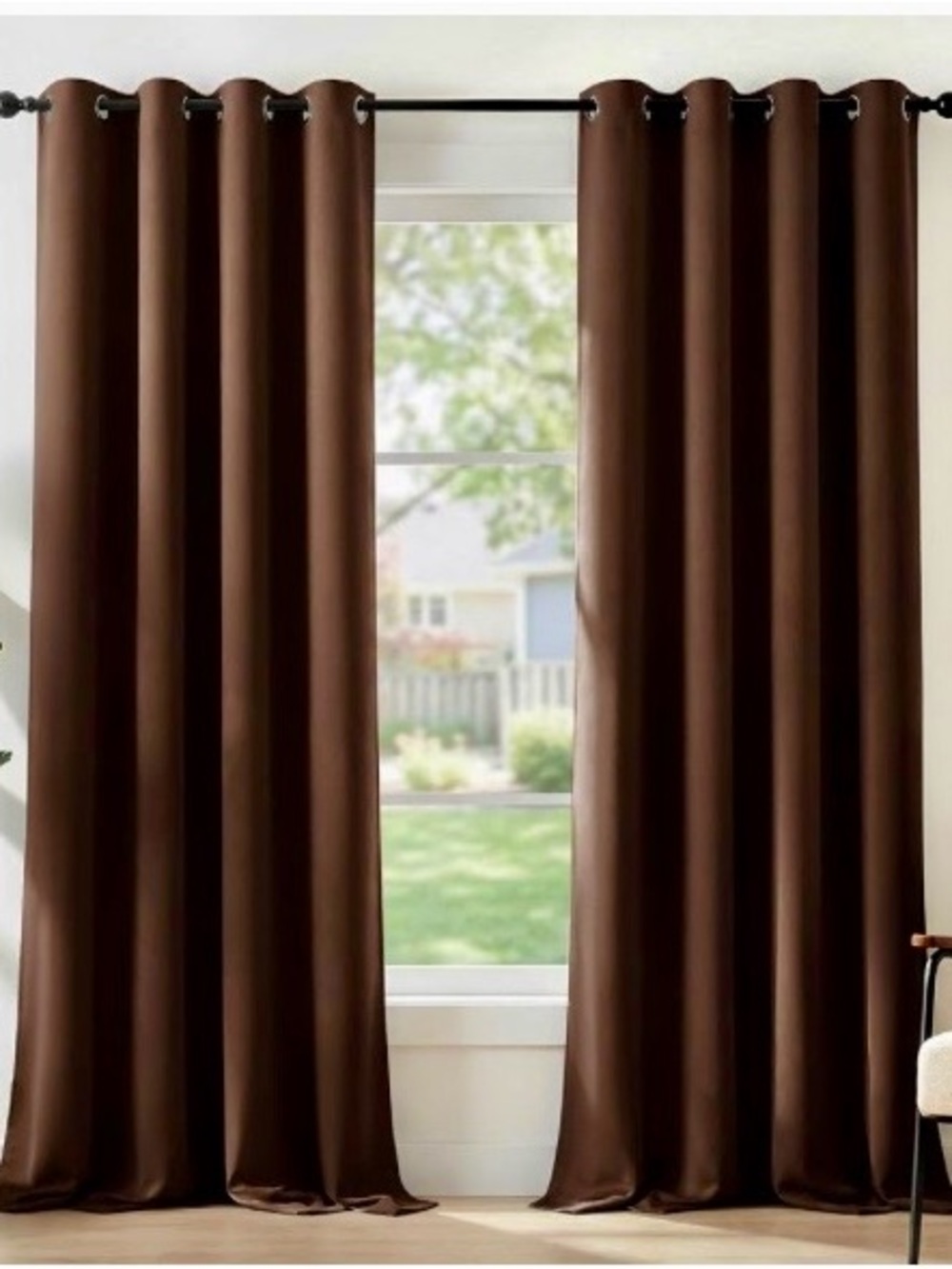 Deconovo Pair of Chocolate Curtain Panels. 38" x 72" New.